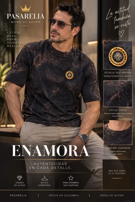 Camiseta acidwash bronce brujula