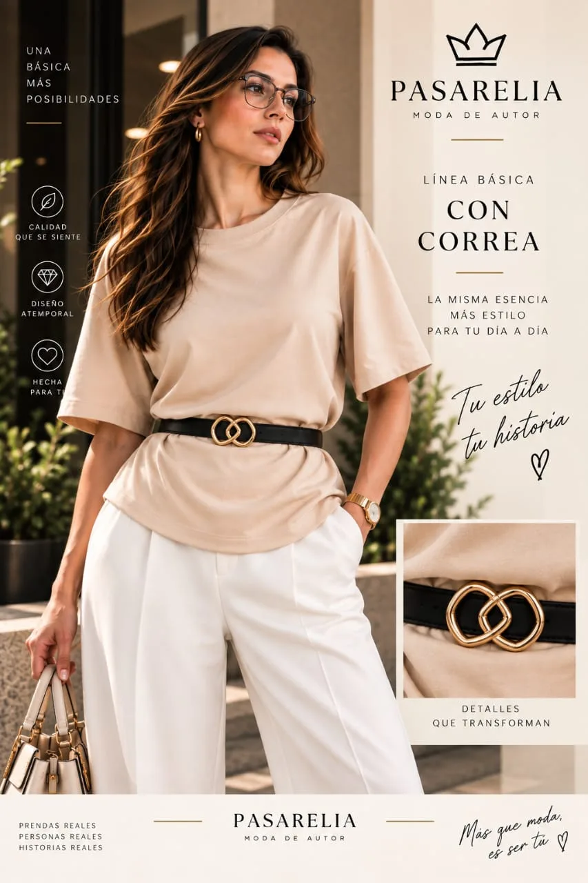 Camiseta algodón premium unicolor con cinturón