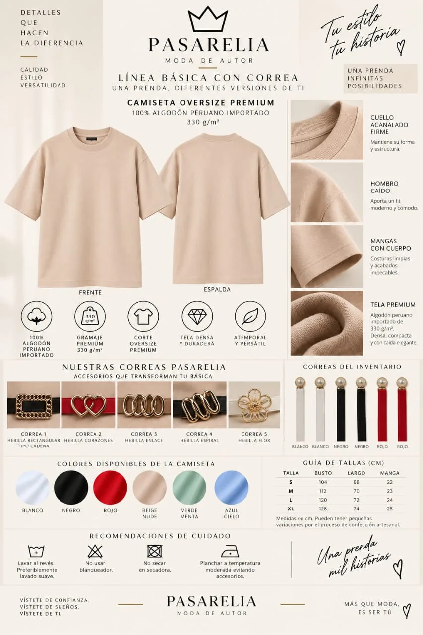 Camiseta algodón premium unicolor con cinturón — foto 4