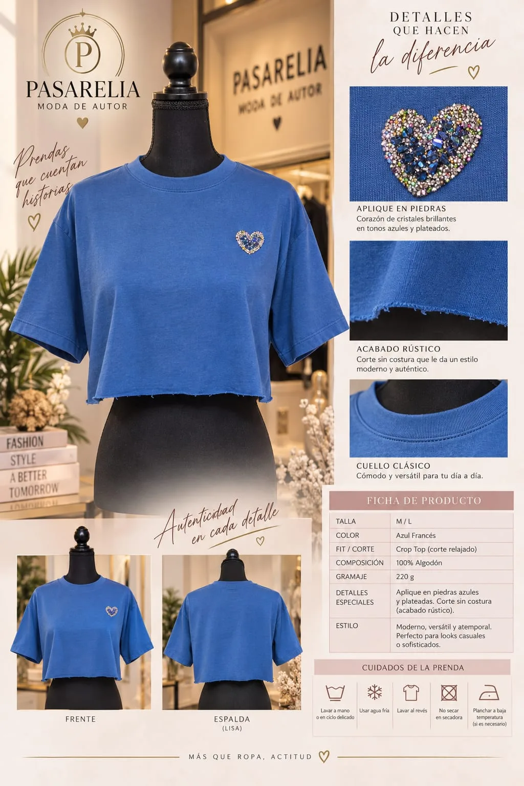 Camiseta Azul corta Royal heart — foto 3