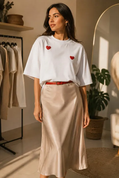 Camiseta blanca 2 corazones