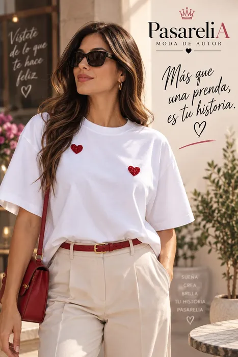 Camiseta blanca 2 corazones