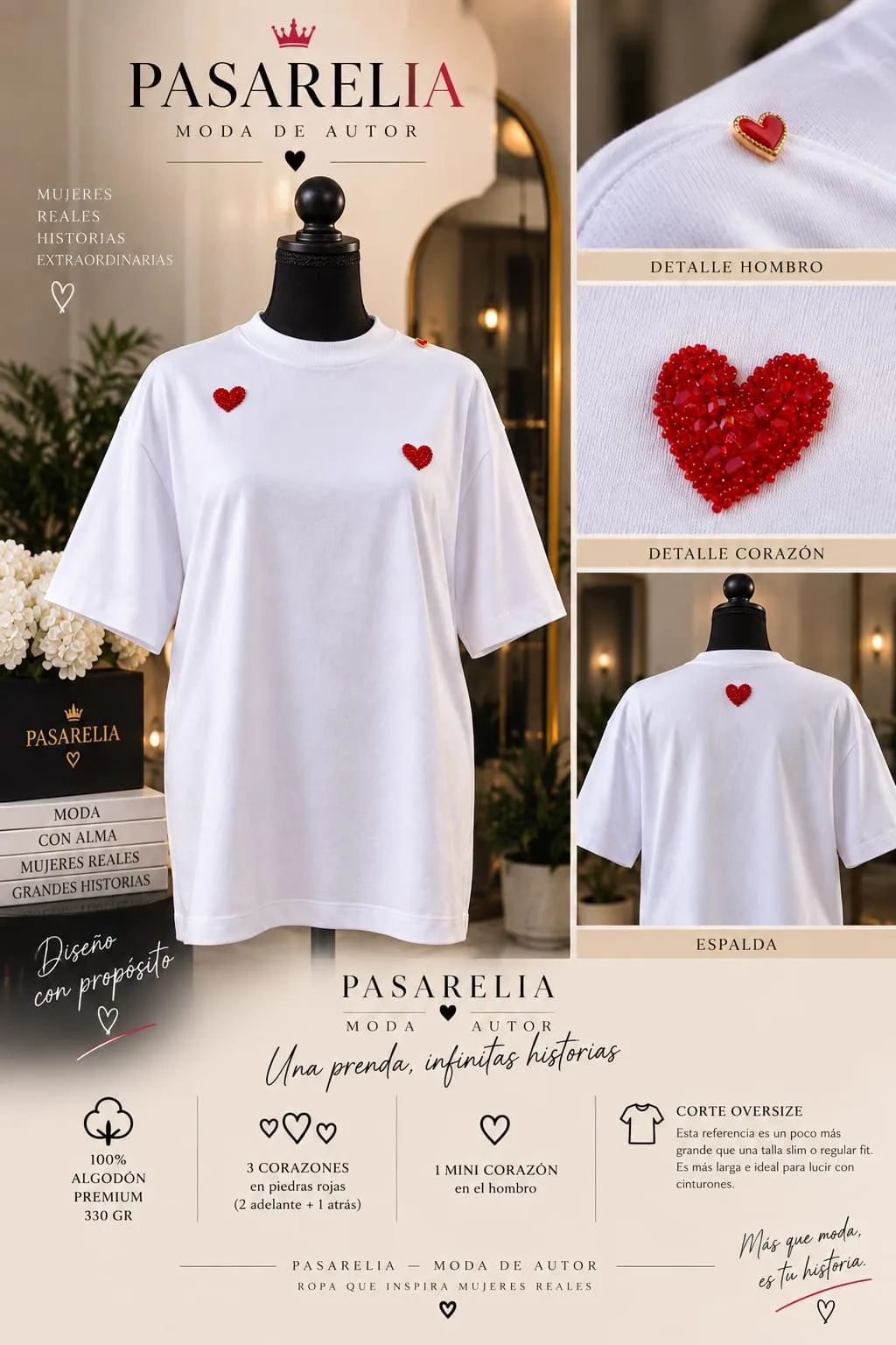 Camiseta blanca 2 corazones — foto 4