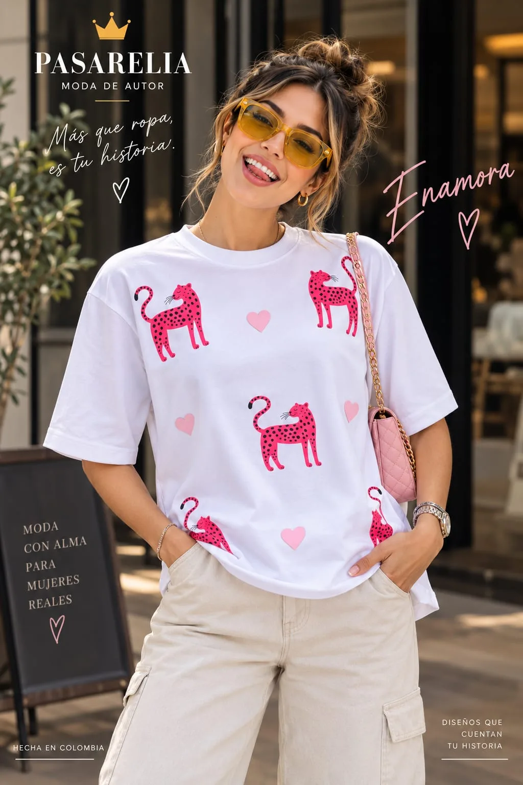 Camiseta blanca leopardo