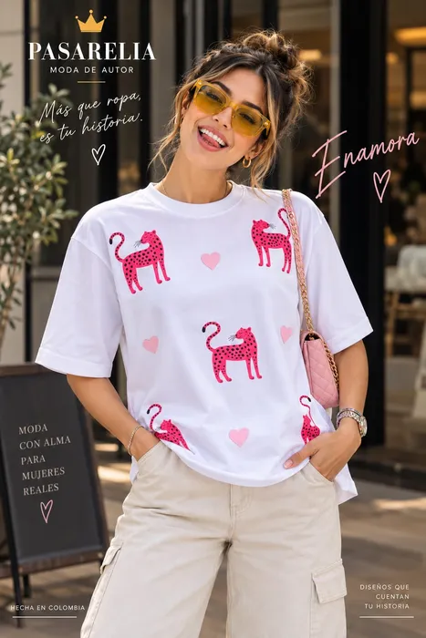 Camiseta blanca leopardo