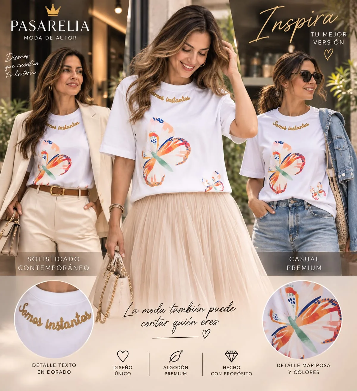 Camiseta blanca somos instantes — foto 2