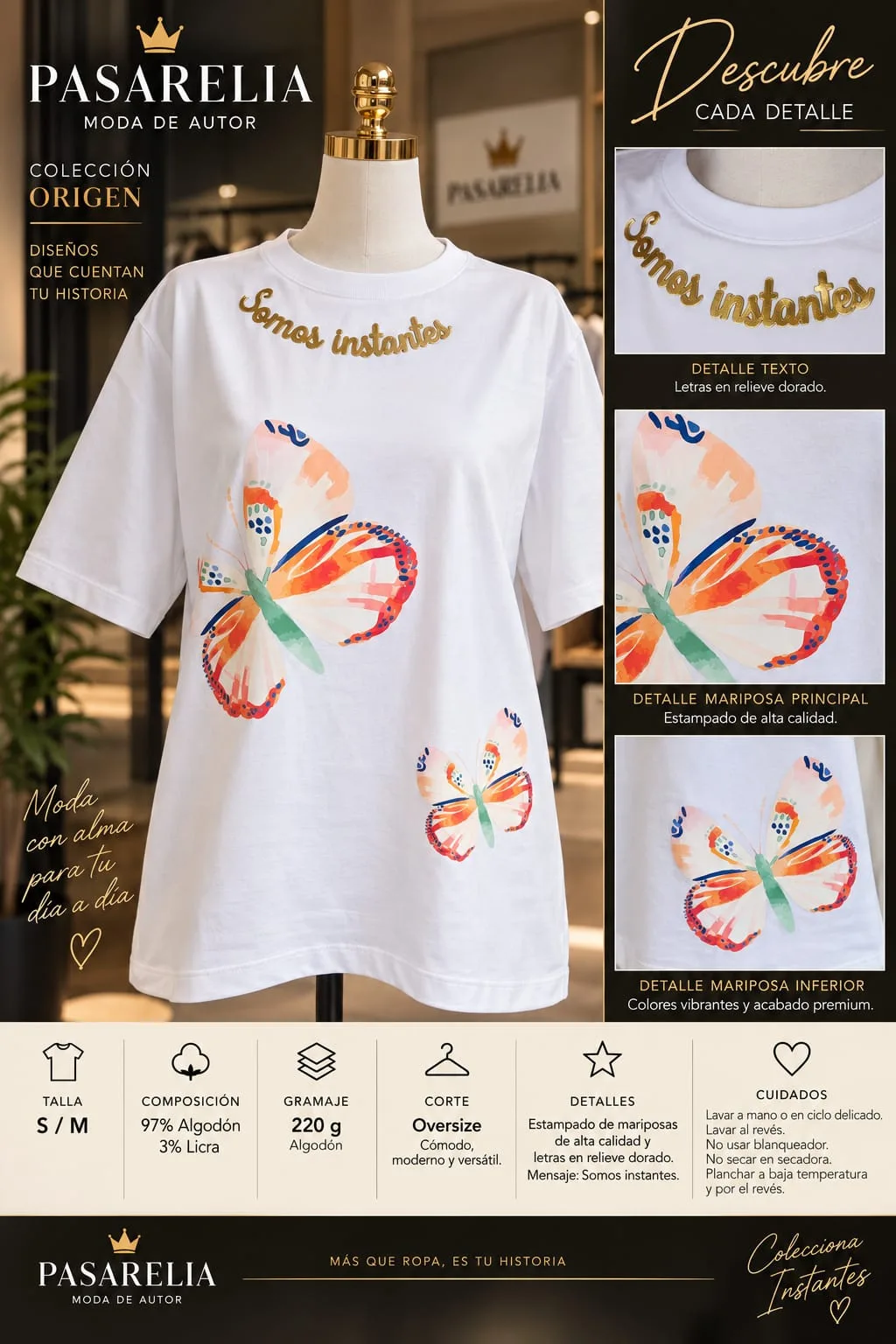 Camiseta blanca somos instantes — foto 3