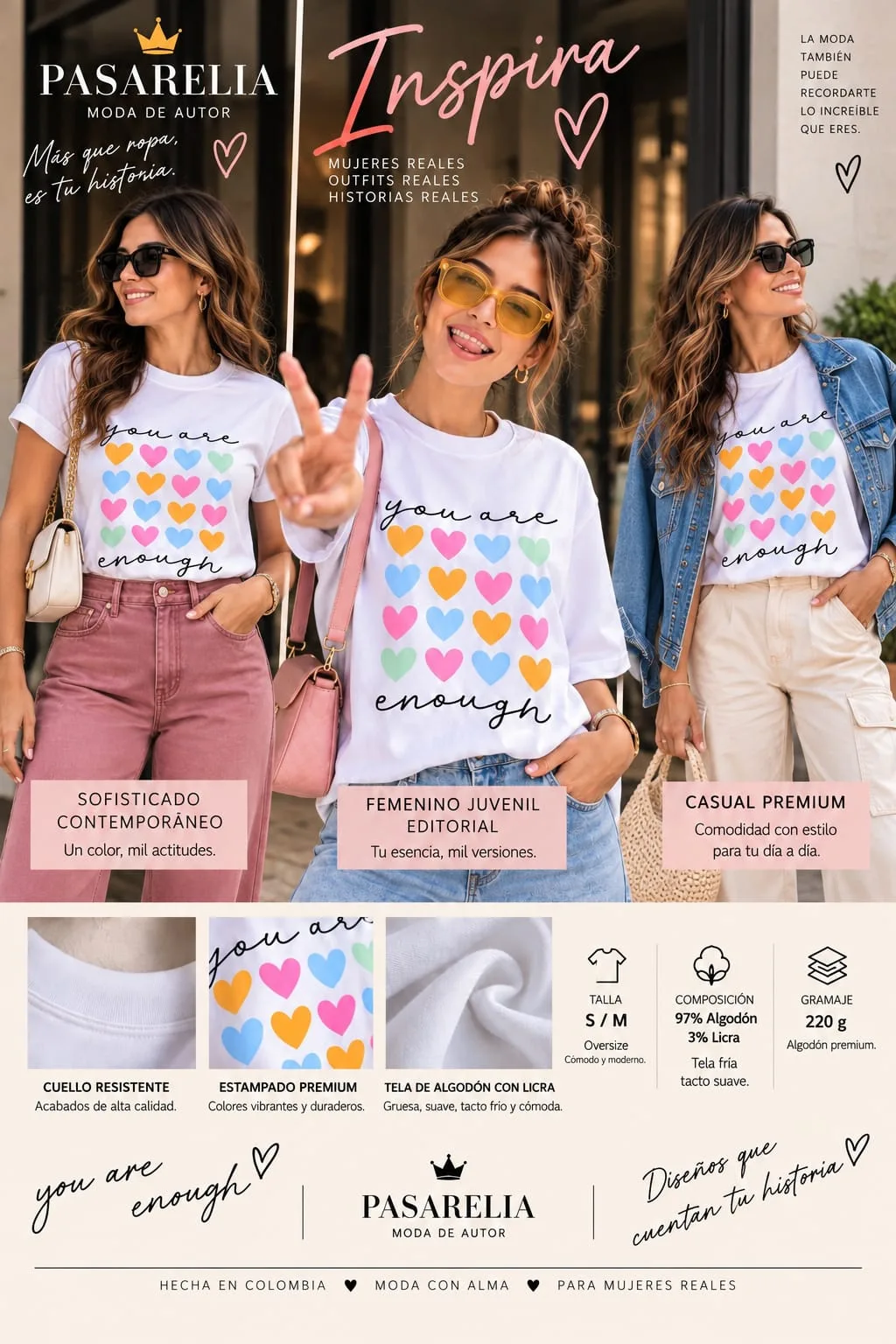 Camiseta blanca you are enough — foto 2
