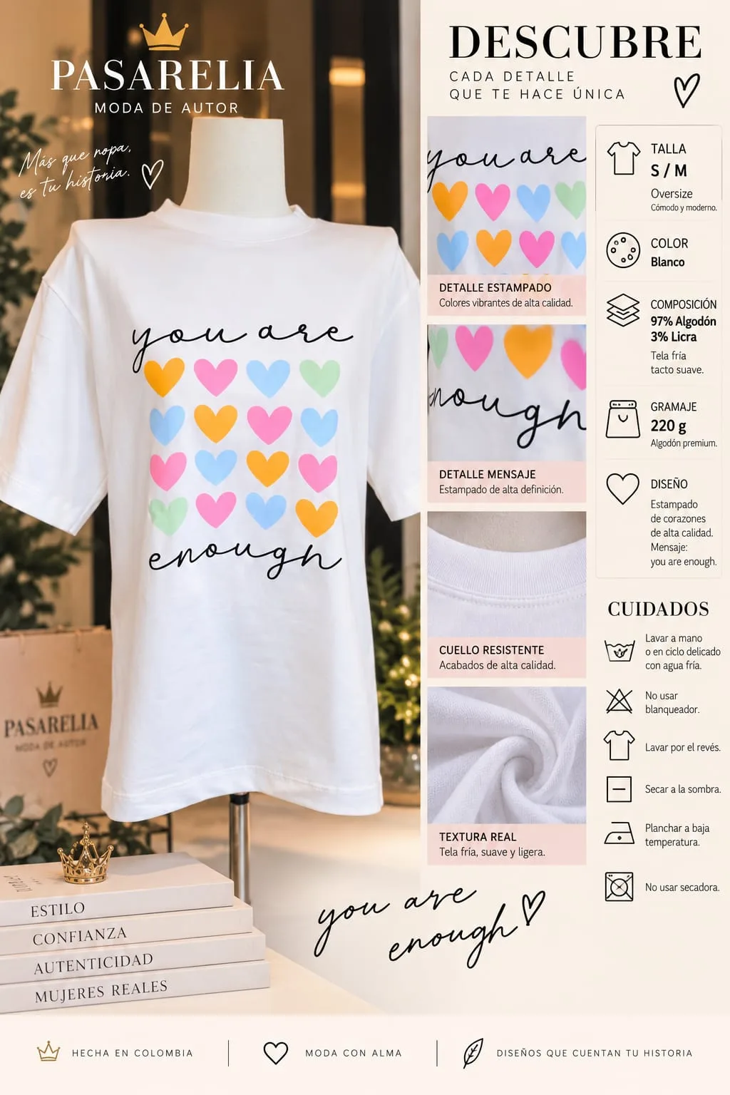 Camiseta blanca you are enough — foto 3