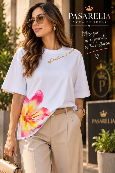 Camiseta con estampado flor