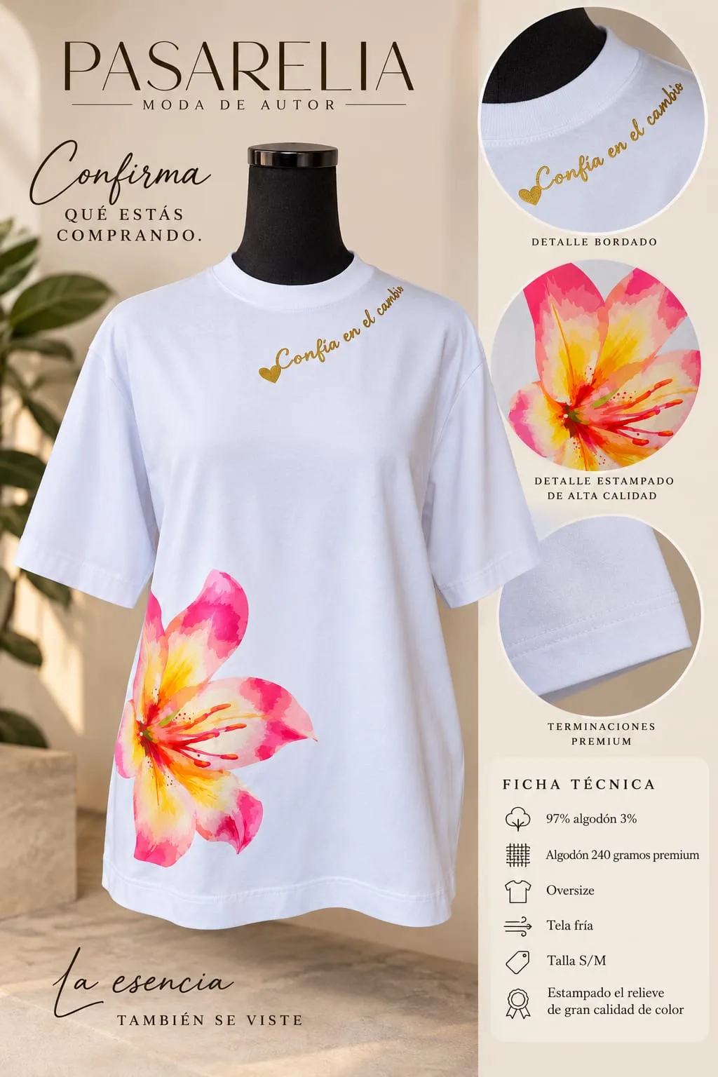 Camiseta con estampado flor — foto 3
