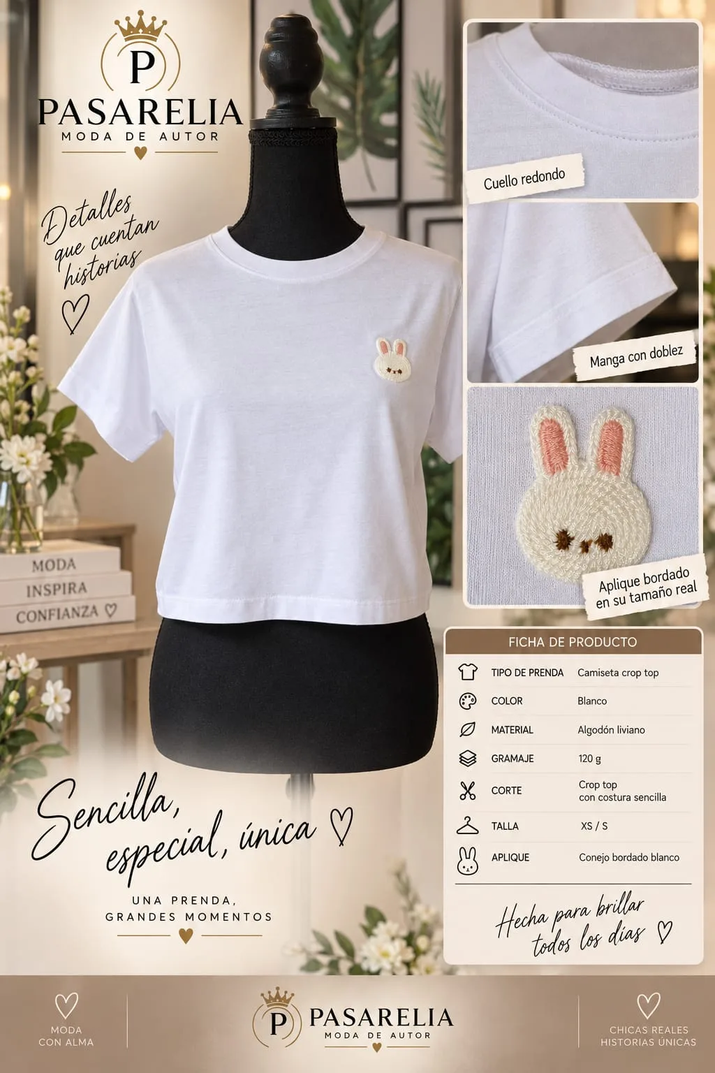 Camiseta Crop Top Ami, aplique little bonny — foto 3