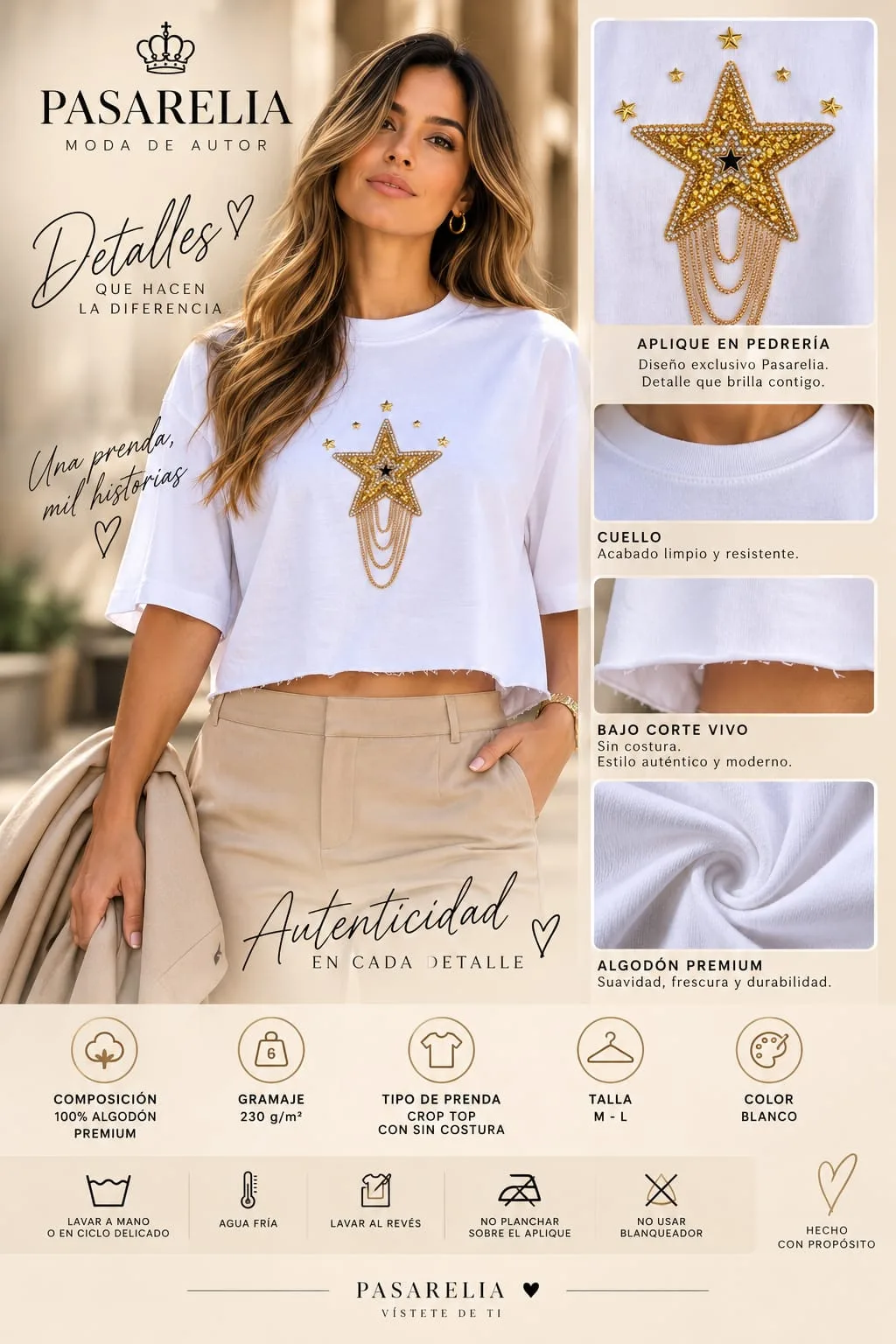 Camiseta crop top estrella