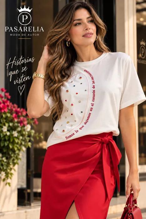Camiseta medio corazón