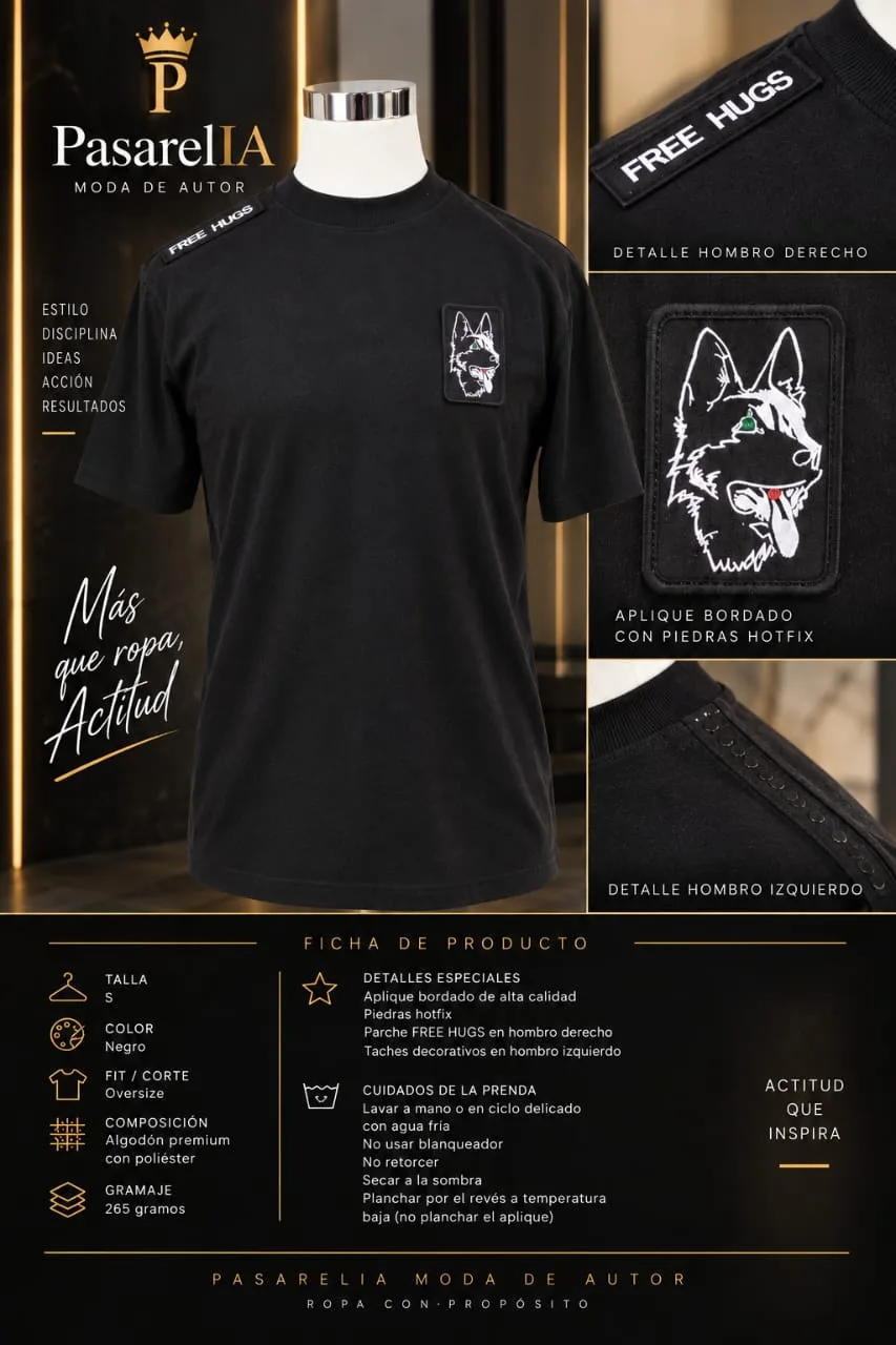 Camiseta Negra free hugs — foto 3