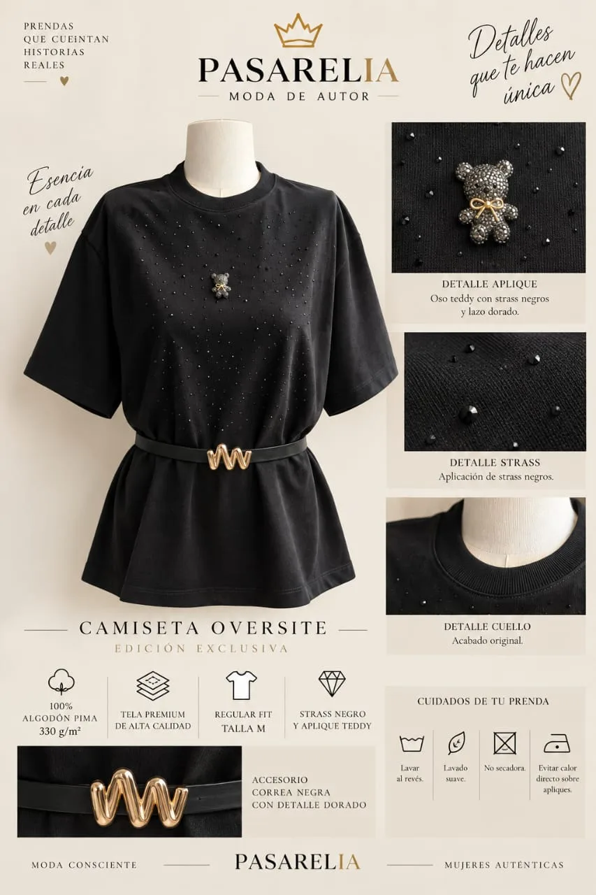 Camiseta Negra oso en el firmamento con cinturón — foto 4