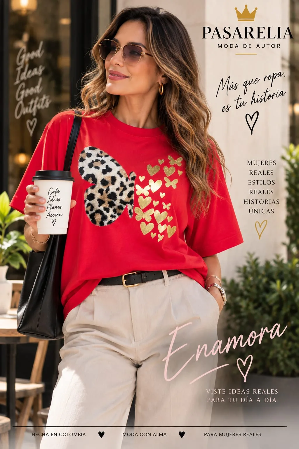Camiseta Roja mariposa