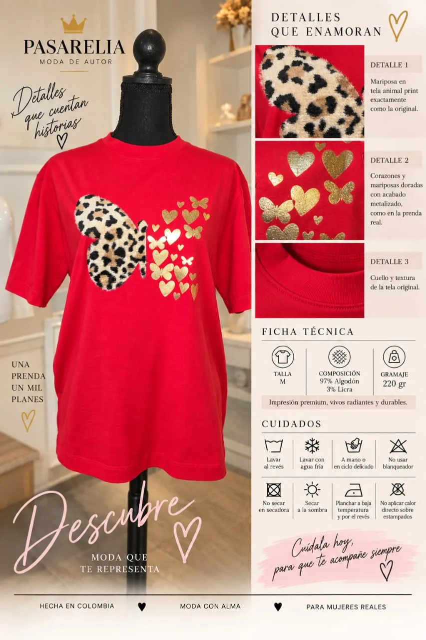 Camiseta Roja mariposa — foto 4