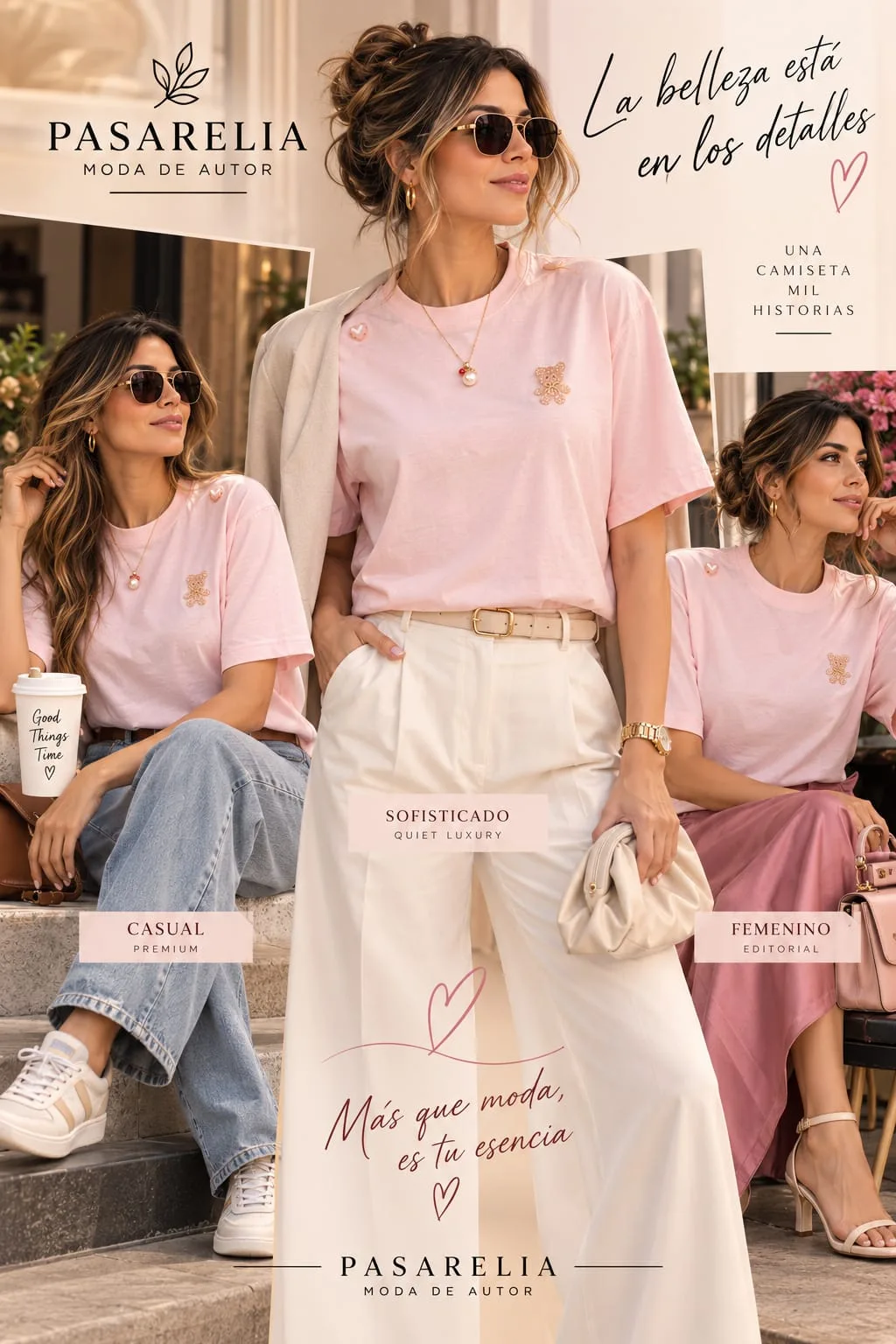 Camiseta rosada aplique oso — foto 2