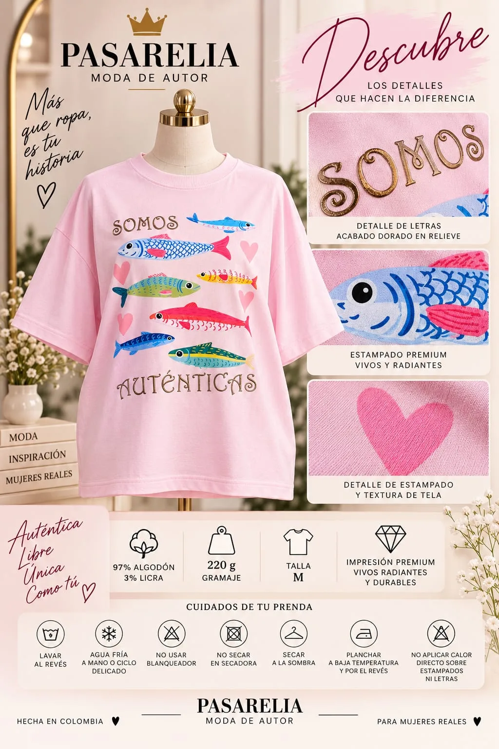 Camiseta rosada somos auténticas — foto 6