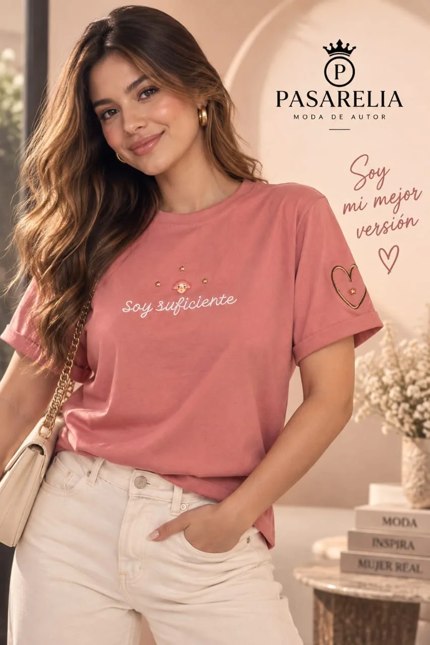 Camiseta rosada soy suficiente — foto 3