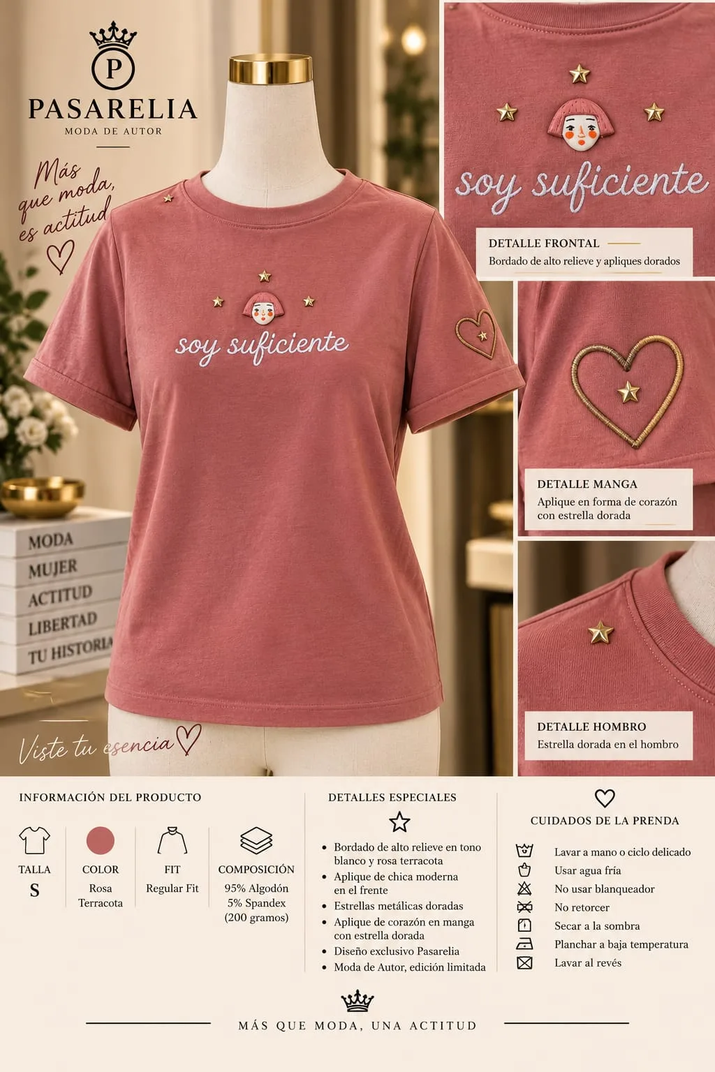 Camiseta rosada soy suficiente