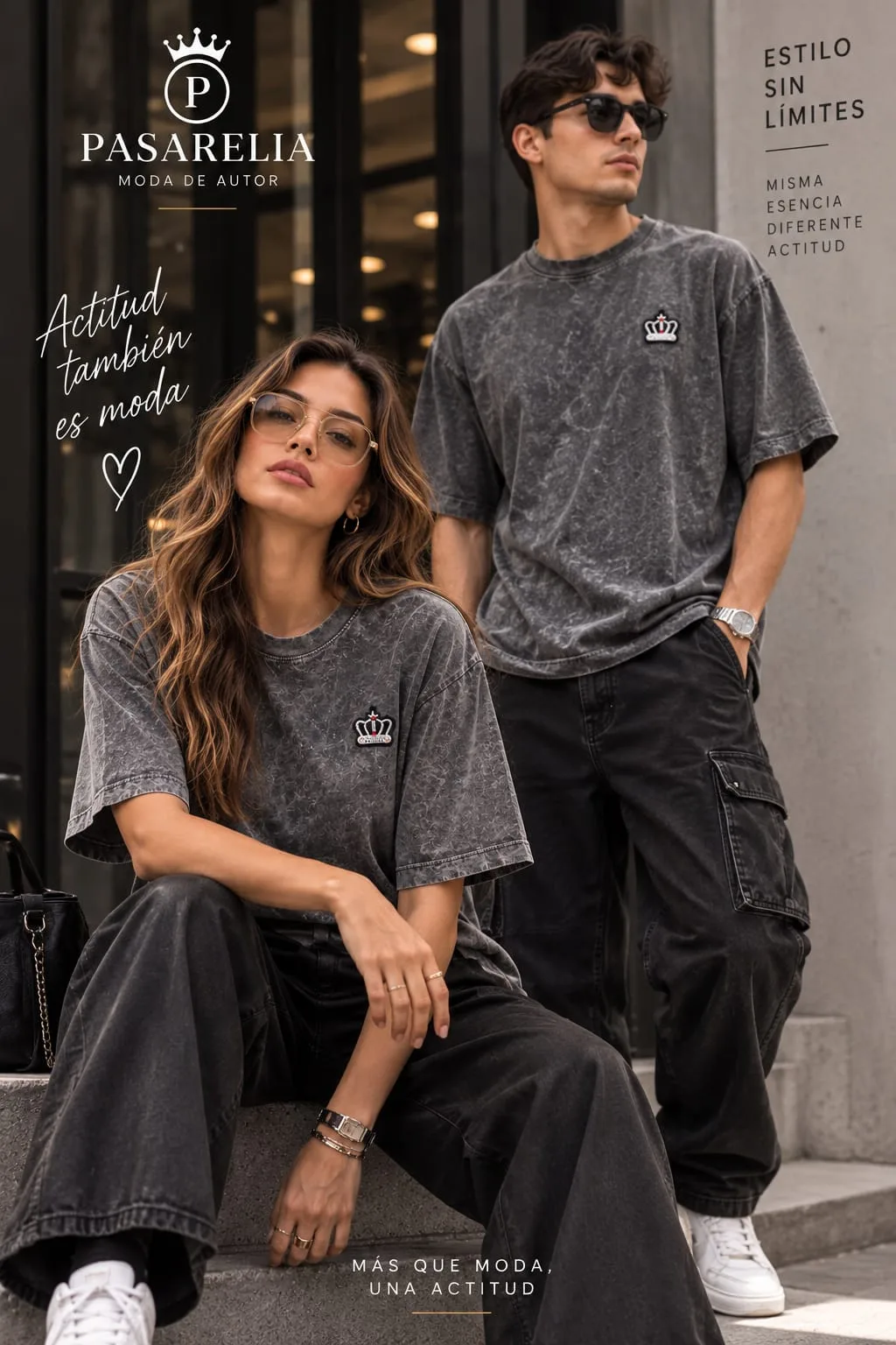 Acidwash unisex gris corona