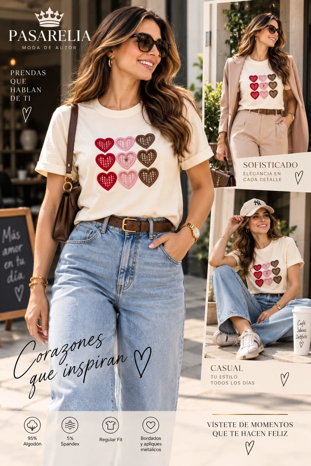 Camiseta vainilla 9 corazones — foto 2