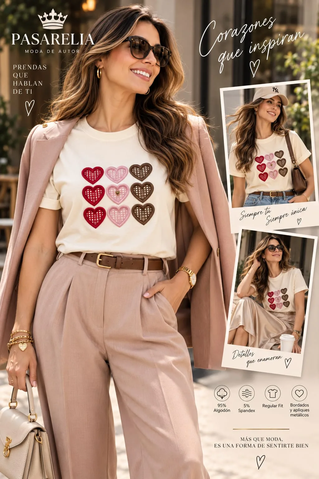 Camiseta vainilla 9 corazones — foto 3