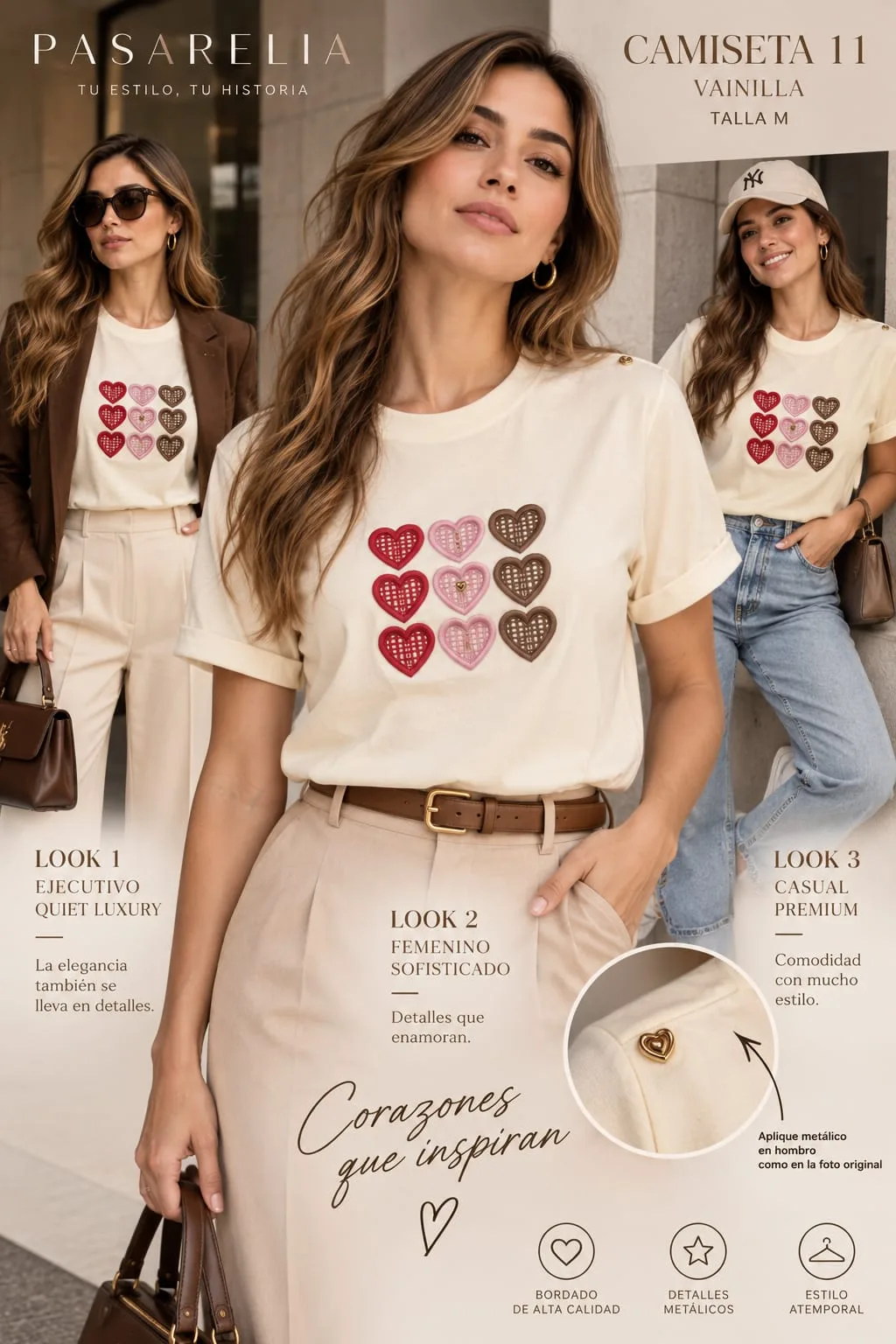 Camiseta vainilla 9 corazones — foto 4