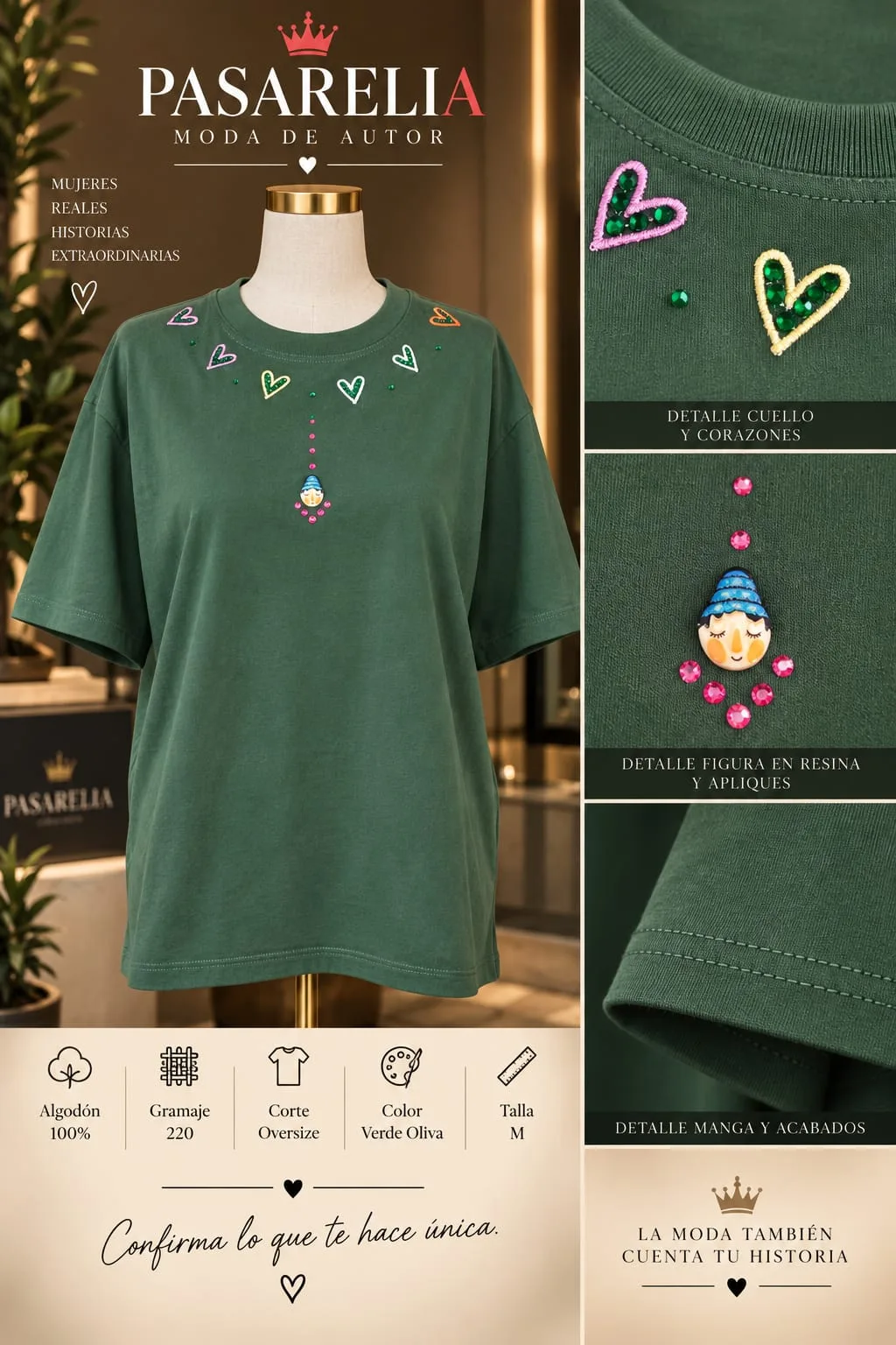 Cmirmseta verde oscura corazones — foto 4