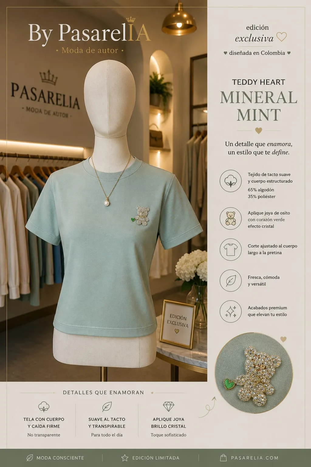 Camiseta Teddy mineral Mint