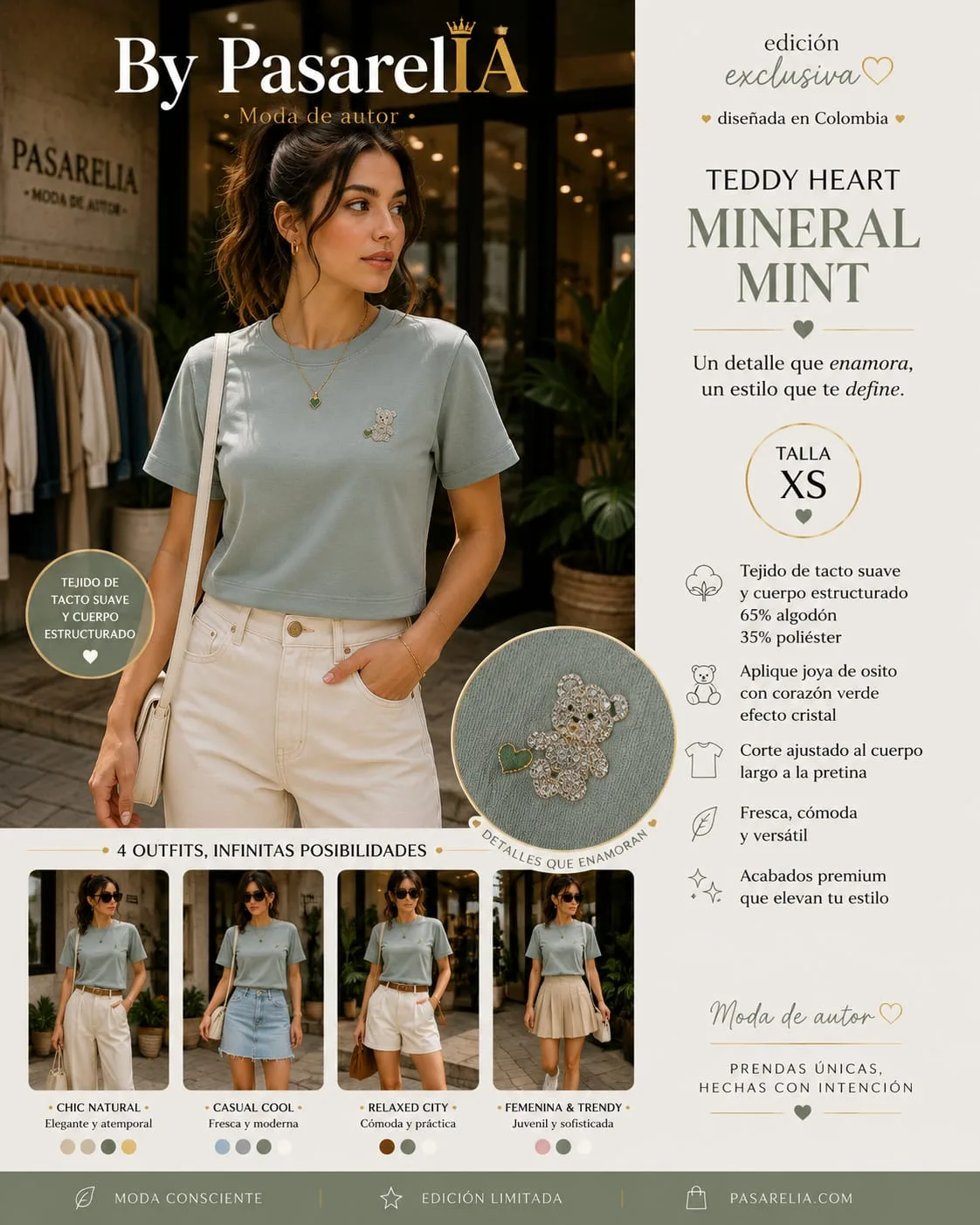 Camiseta Teddy mineral Mint — foto 3