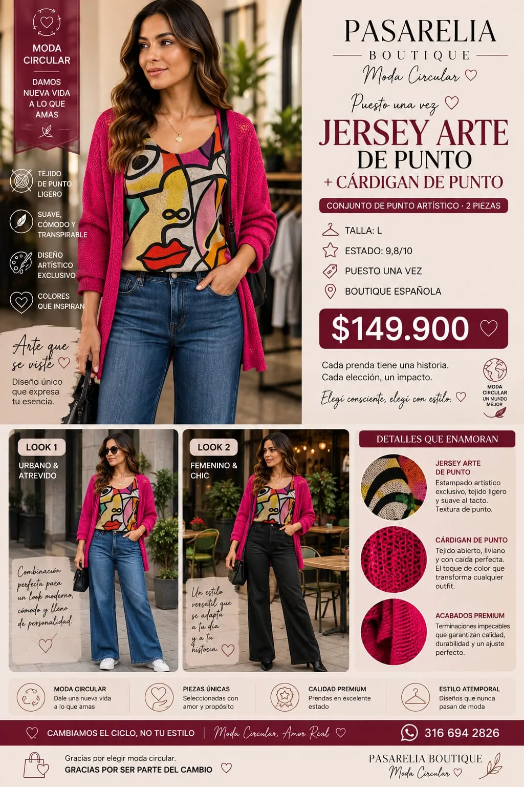 Jersey arte de punto con Cardigan de punto — foto 3